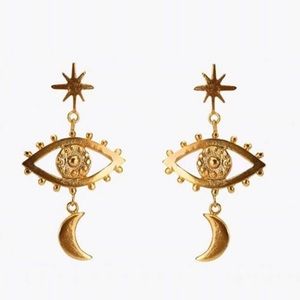 Gold Boho Evil Eye Earrings